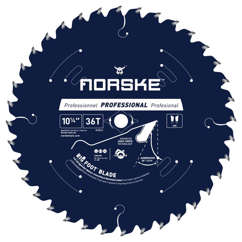 Norske Tools NCSBS421 10-1/4 inch 36Tooth Beam Saw Blade with 5/8 inch and Diamond Knockout Bore - Image 1